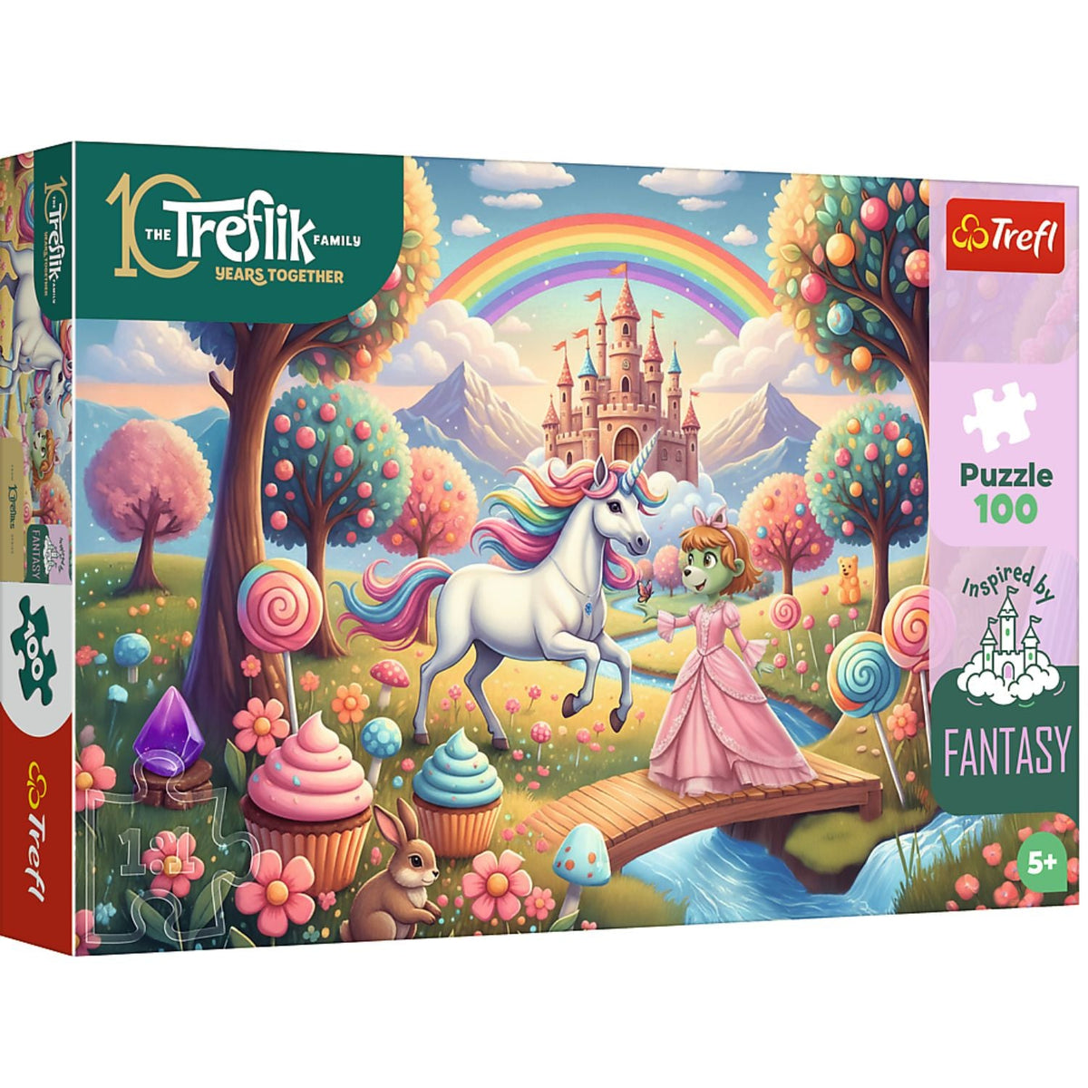 Kids Inspired By Fantasy Unicorn In Candyland 100 Piece Kids Puzzle