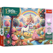Kids Inspired By Fantasy Unicorn In Candyland 100 Piece Kids Puzzle
