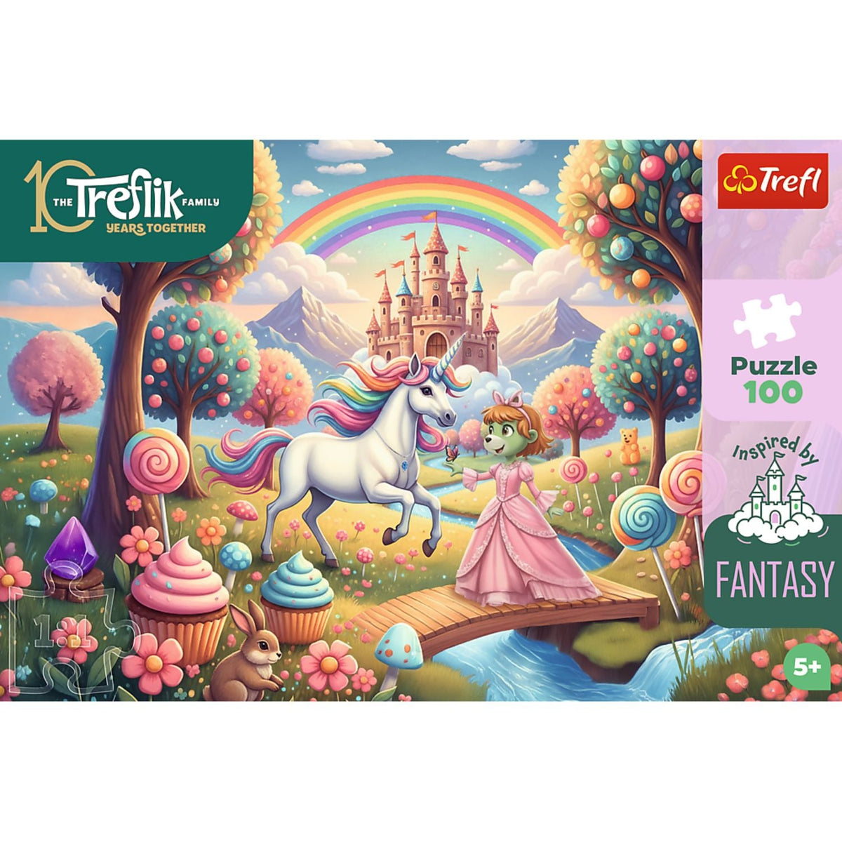 Kids Inspired By Fantasy Unicorn In Candyland 100 Piece Kids Puzzle