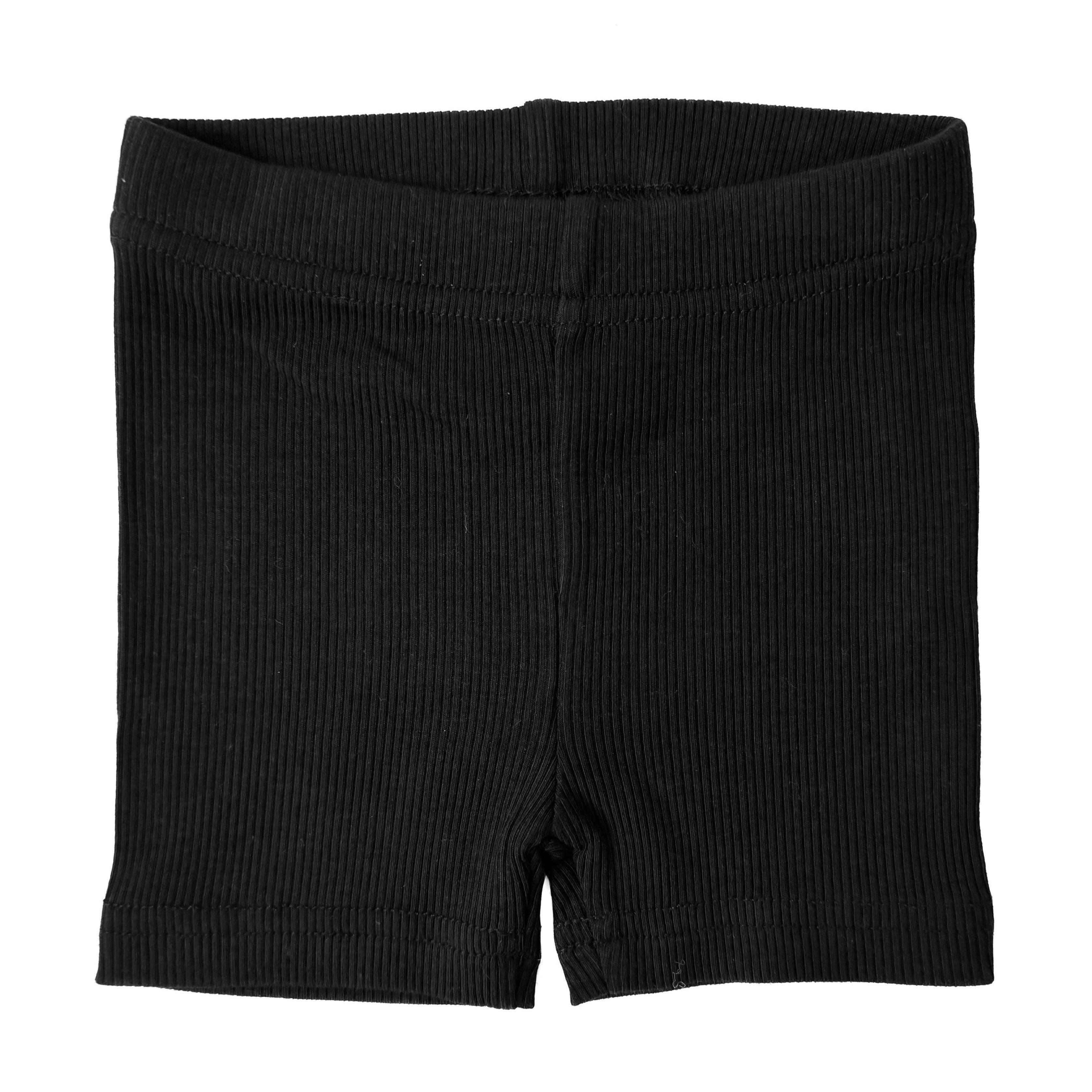 Bamboo Ribbed Biker Shorts - Black