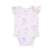 Vintage Spring Ducklings Pink - Ruffle Sleeve Bodysuit
