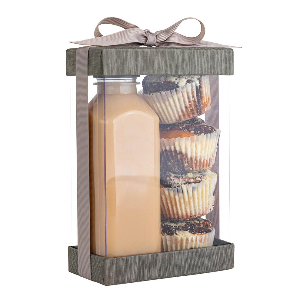 Plastic Gift Boxes 6 Pack With Base Lid & Ribbon Gray 7.5x5x2.5" Bakery Boxes