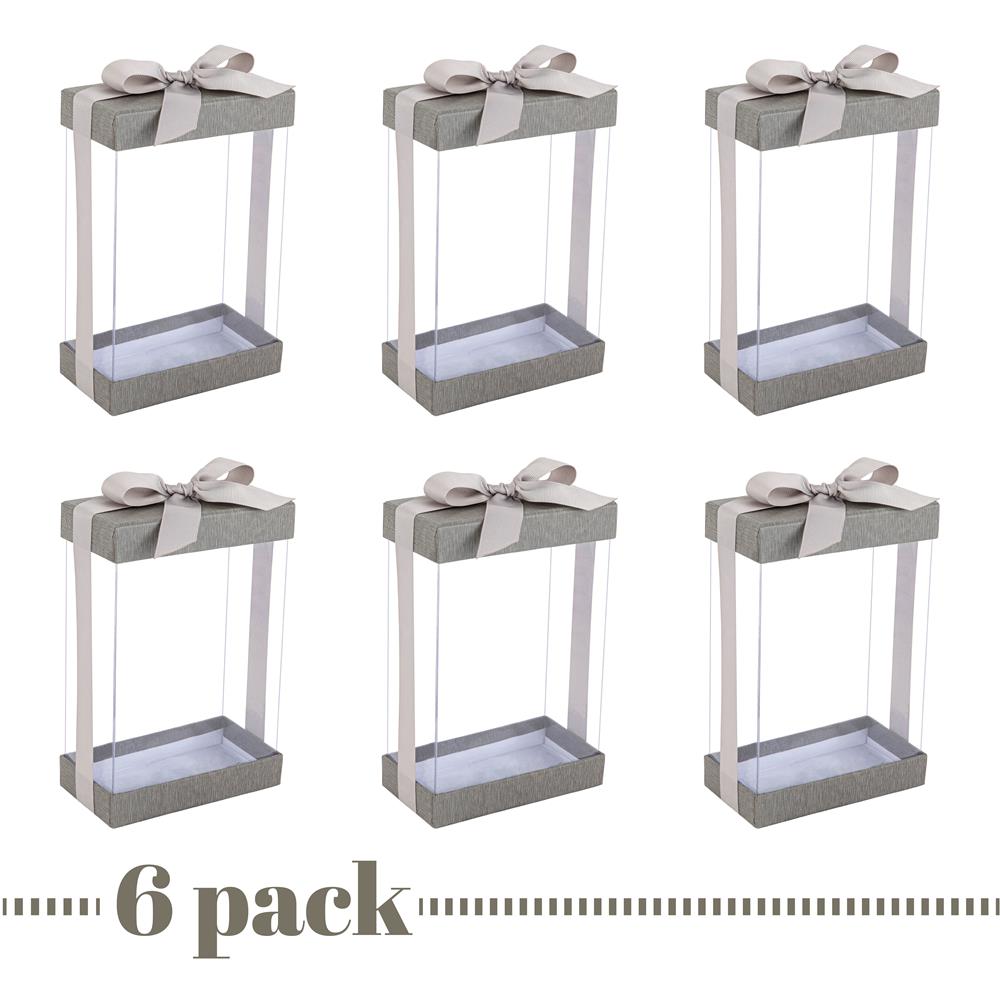 Plastic Gift Boxes Gold 7.5x5x2.5" 6 Pack Bakery Boxes With Base Lid & Ribbon