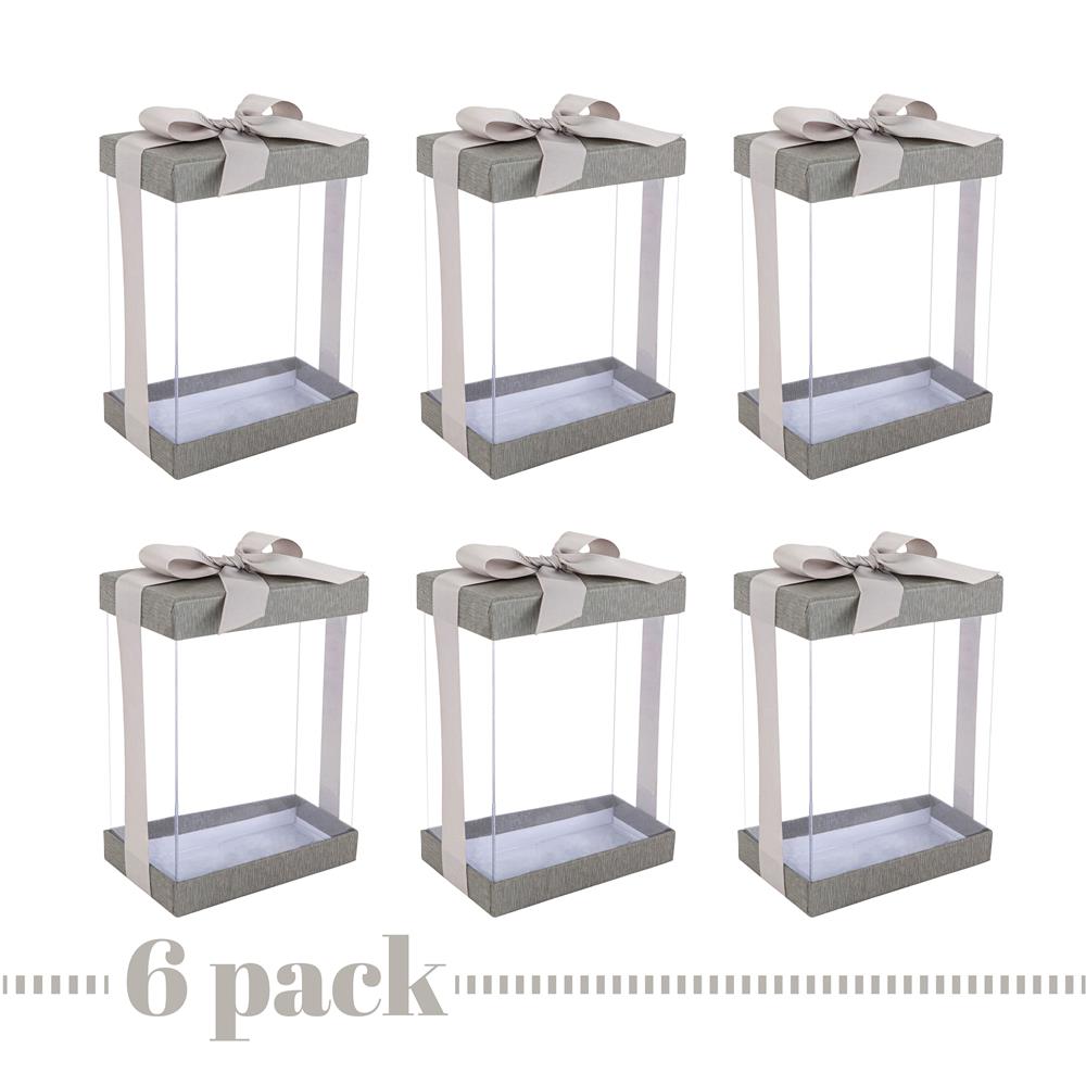 Clear Gold 7x5x3" Gift Boxes 6 Pack Bakery Boxes With Base Lid & Ribbon
