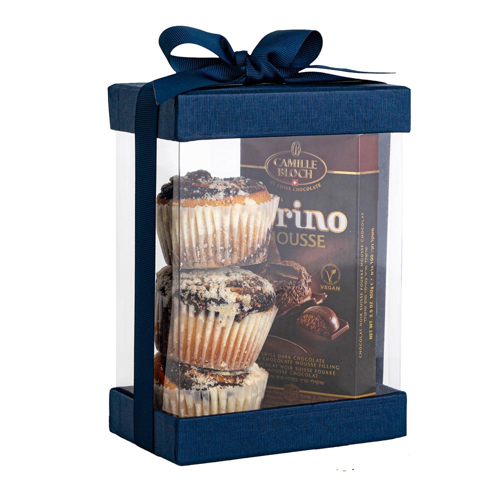 Clear Navy Blue 7x5x3 Gift Boxes 6 Pack Bakery Boxes With Base Lid & Ribbon