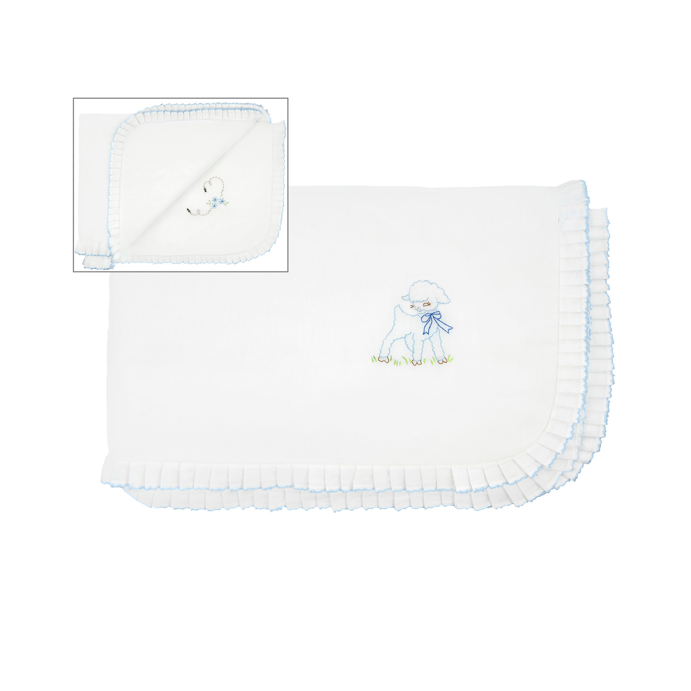 Baby Lamb & Bee Cotton Stroller Blanket