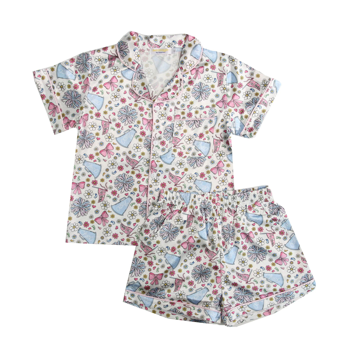 Tweenstyle By Stoopher - Cheer Print Silky Shorts Loungewear Set
