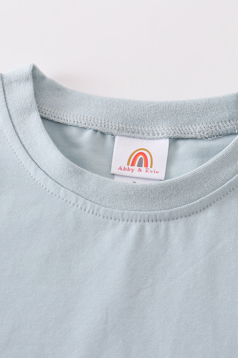 Blue Blank Basic T-shirt Adult Kids And Baby Bubble