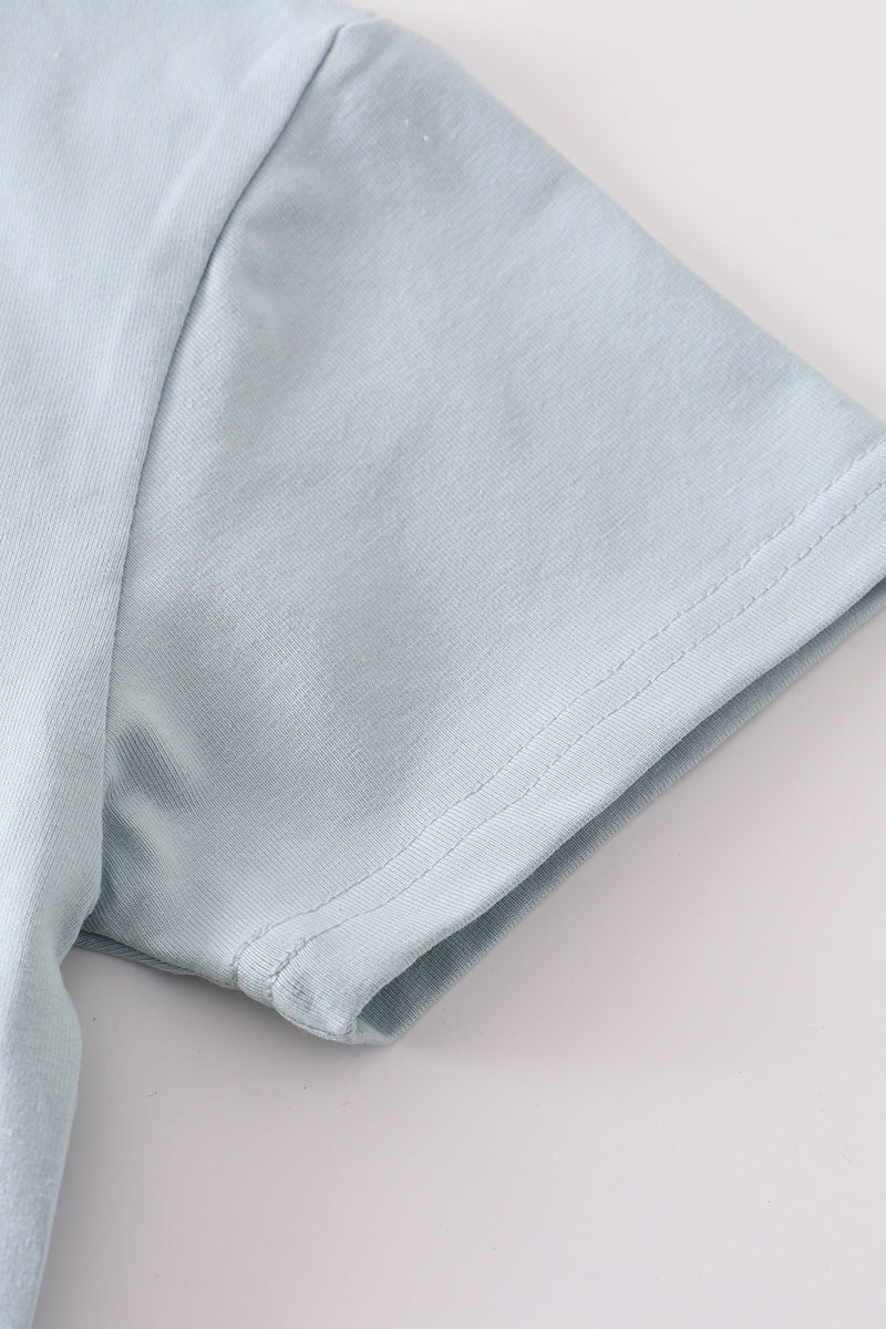Blue Blank Basic T-shirt Adult Kids And Baby Bubble
