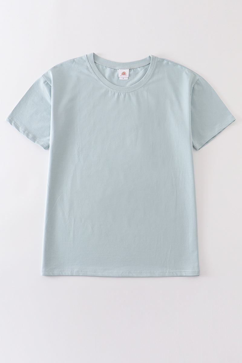 Blue Blank Basic T-shirt Adult Kids And Baby Bubble