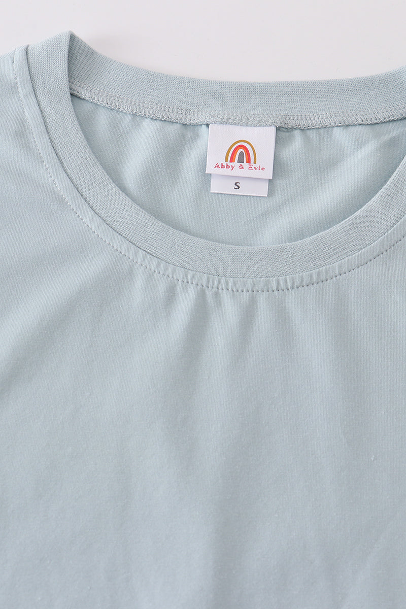 Blue Blank Basic T-shirt Adult Kids And Baby Bubble
