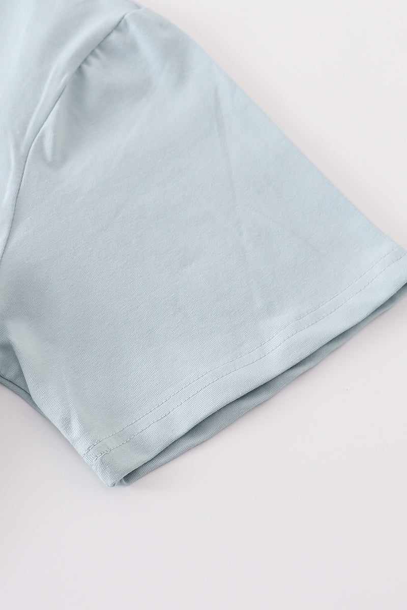 Blue Blank Basic T-shirt Adult Kids And Baby Bubble