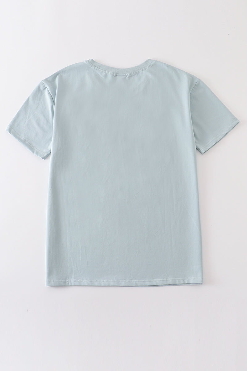 Blue Blank Basic T-shirt Adult Kids And Baby Bubble