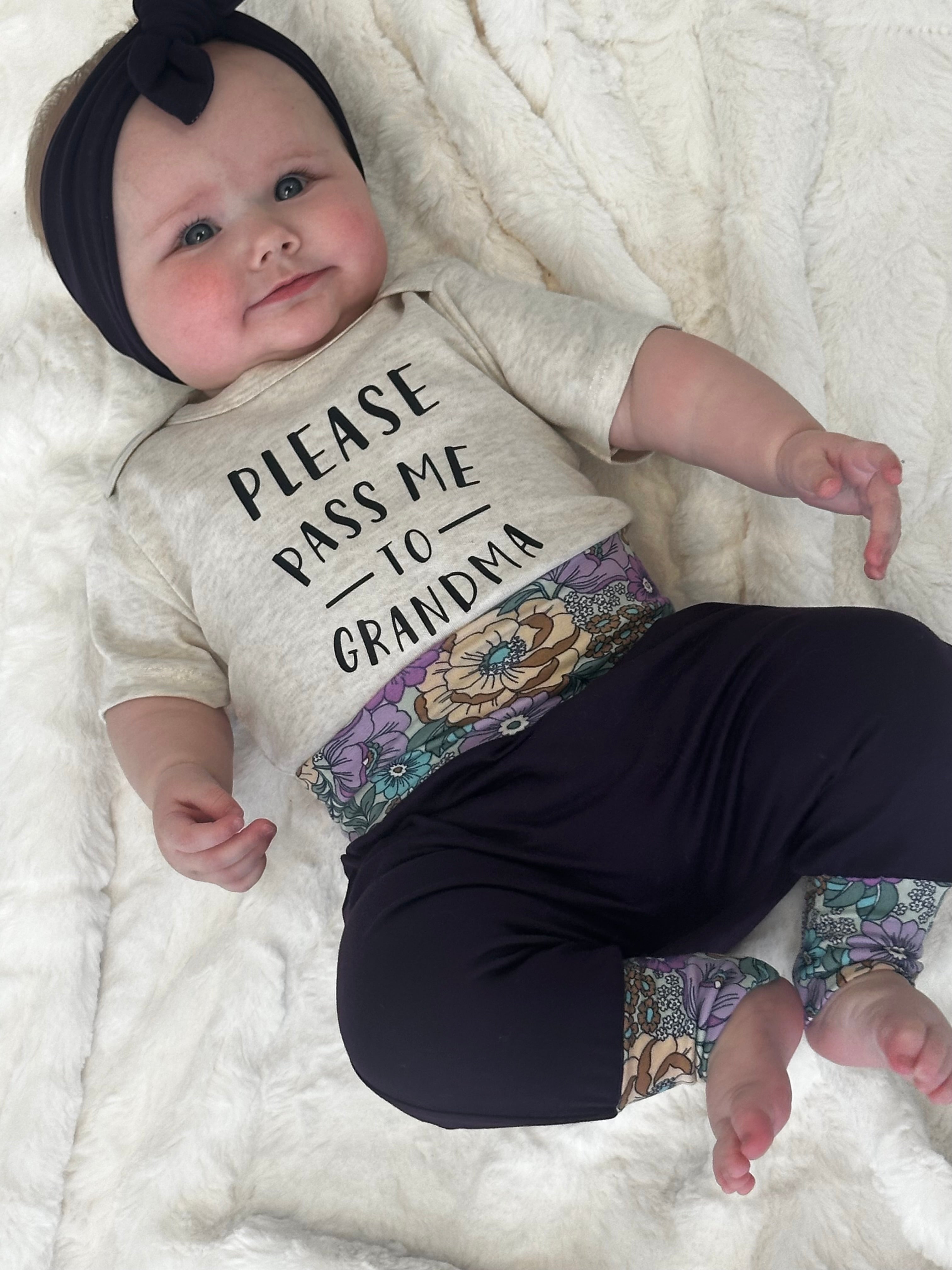 Please Pass Me To Grandma • Oatmeal Baby Bodysuit