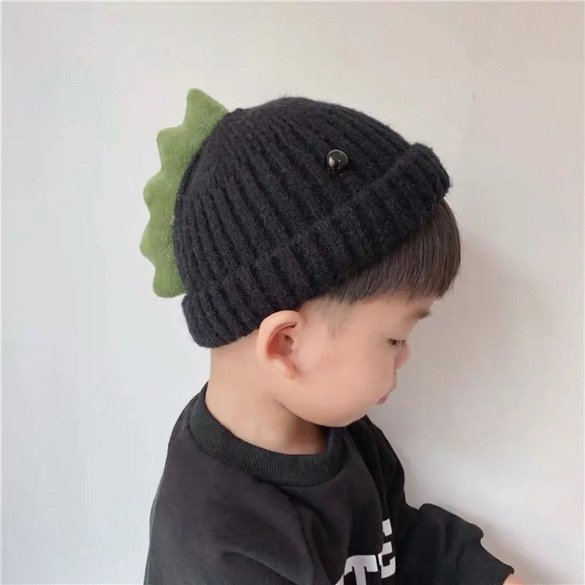 Dinosaur Spike Toddler Beanie | Hand-knitted Cotton & Wool Winter Hat