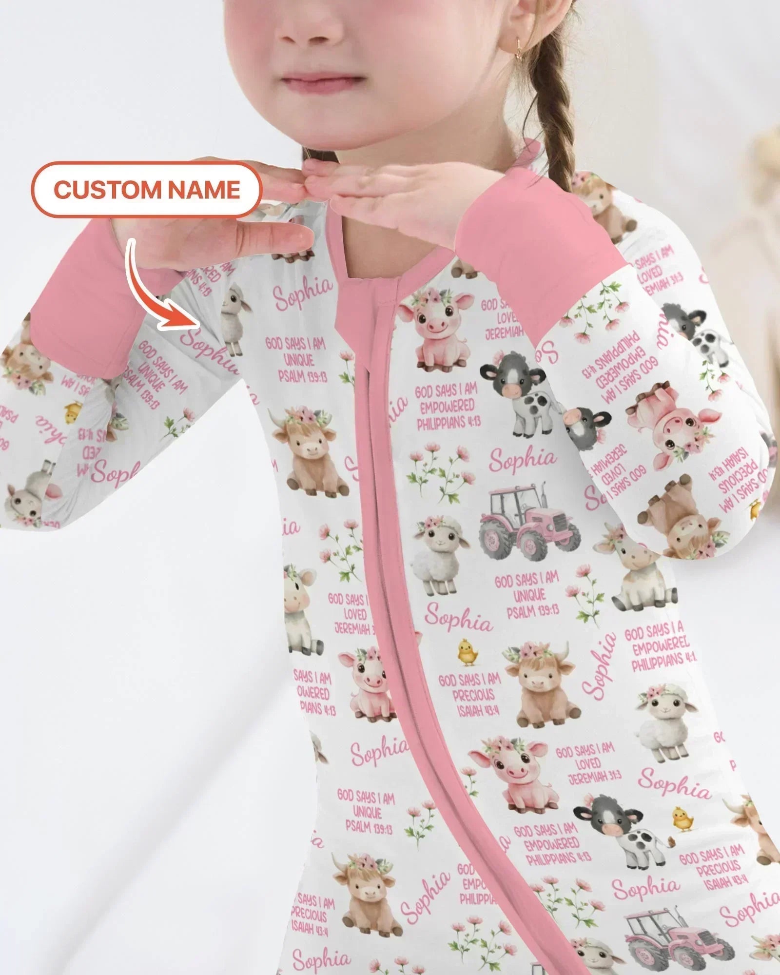 Custom Name God Says I Am Farm Animals Bamboo Convertible Zippy