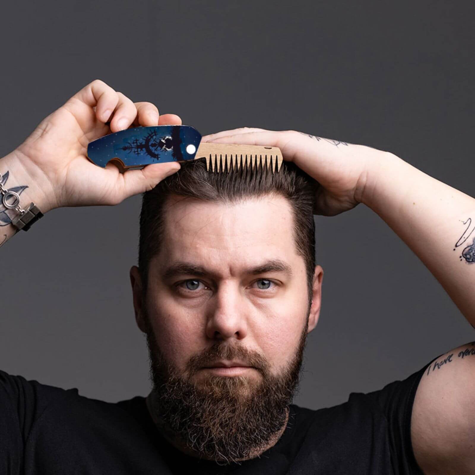 Wooden Beard Comb -black Eagle