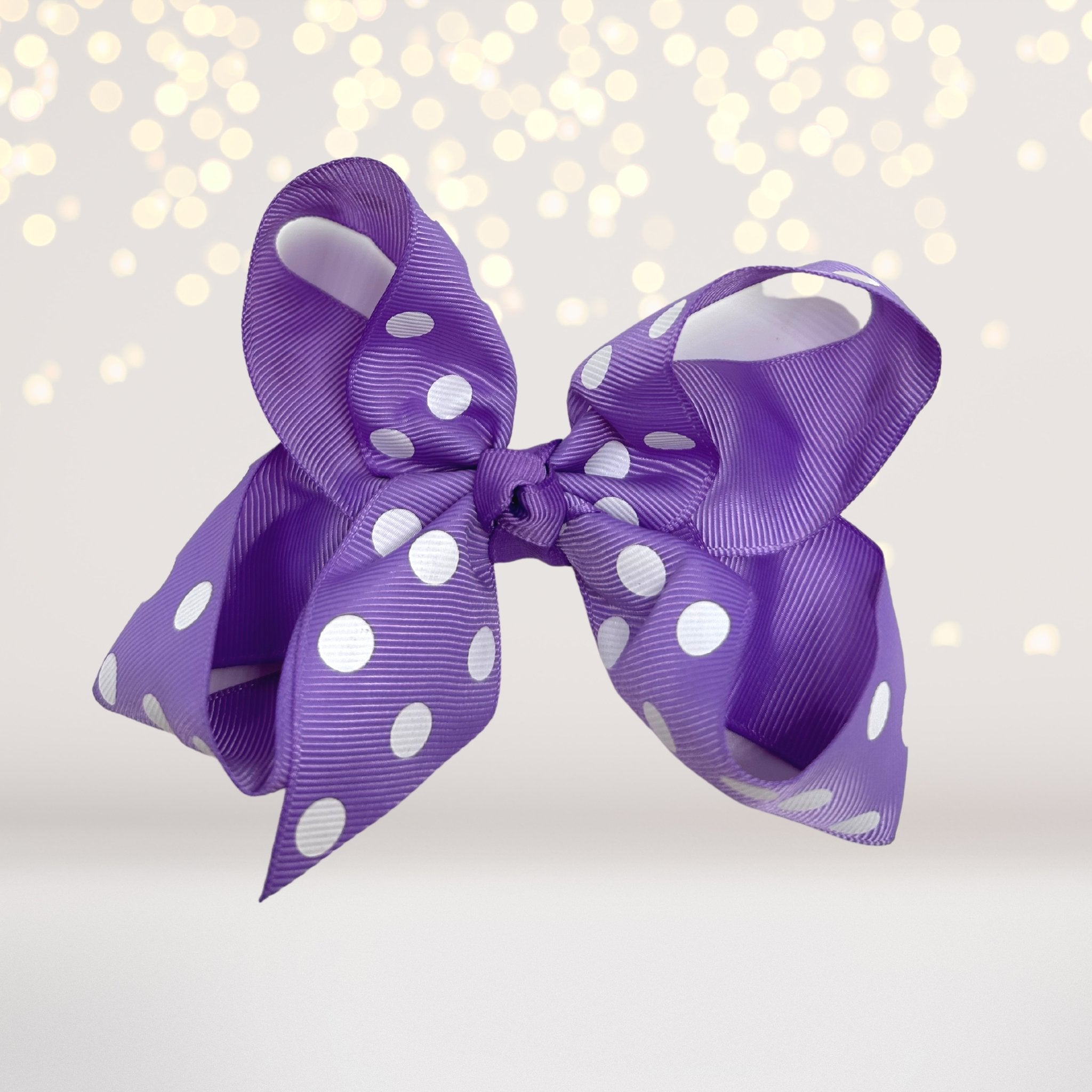 Girls Polka Dot Hair Bow, 5 Inch Grosgrain Polka Dot Hair Bow