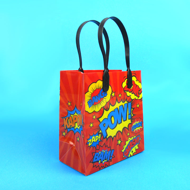 Superhero Text Party Favor Bags - Set Of 6 Or 12