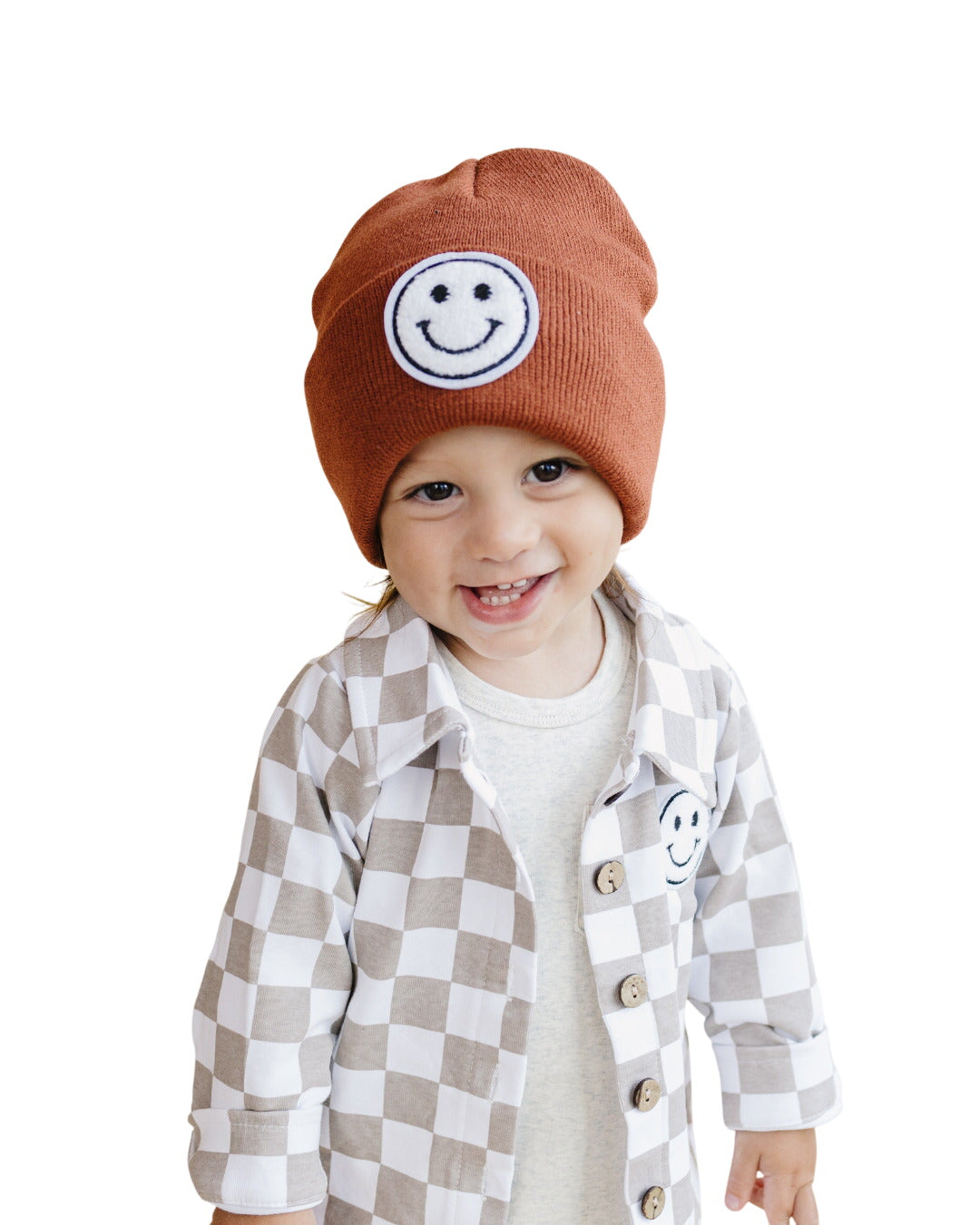 Cotton Shacket | Smiley Checkered Latte