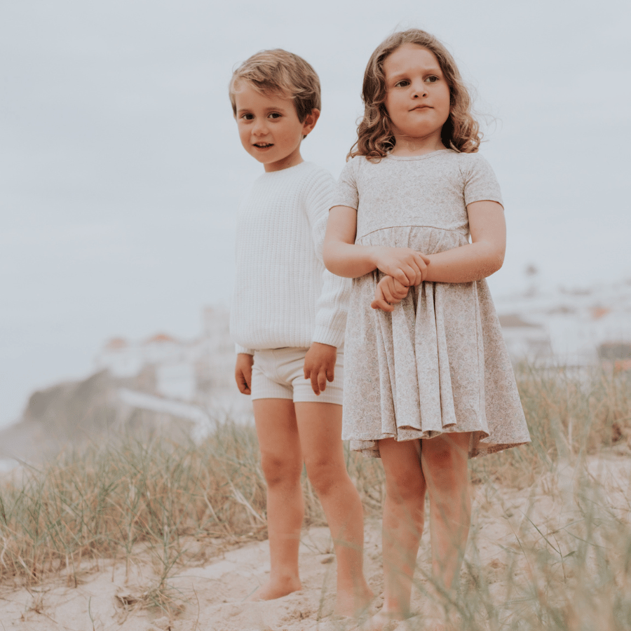 The Printed Short Sleeve Dress - Elise Ribbed