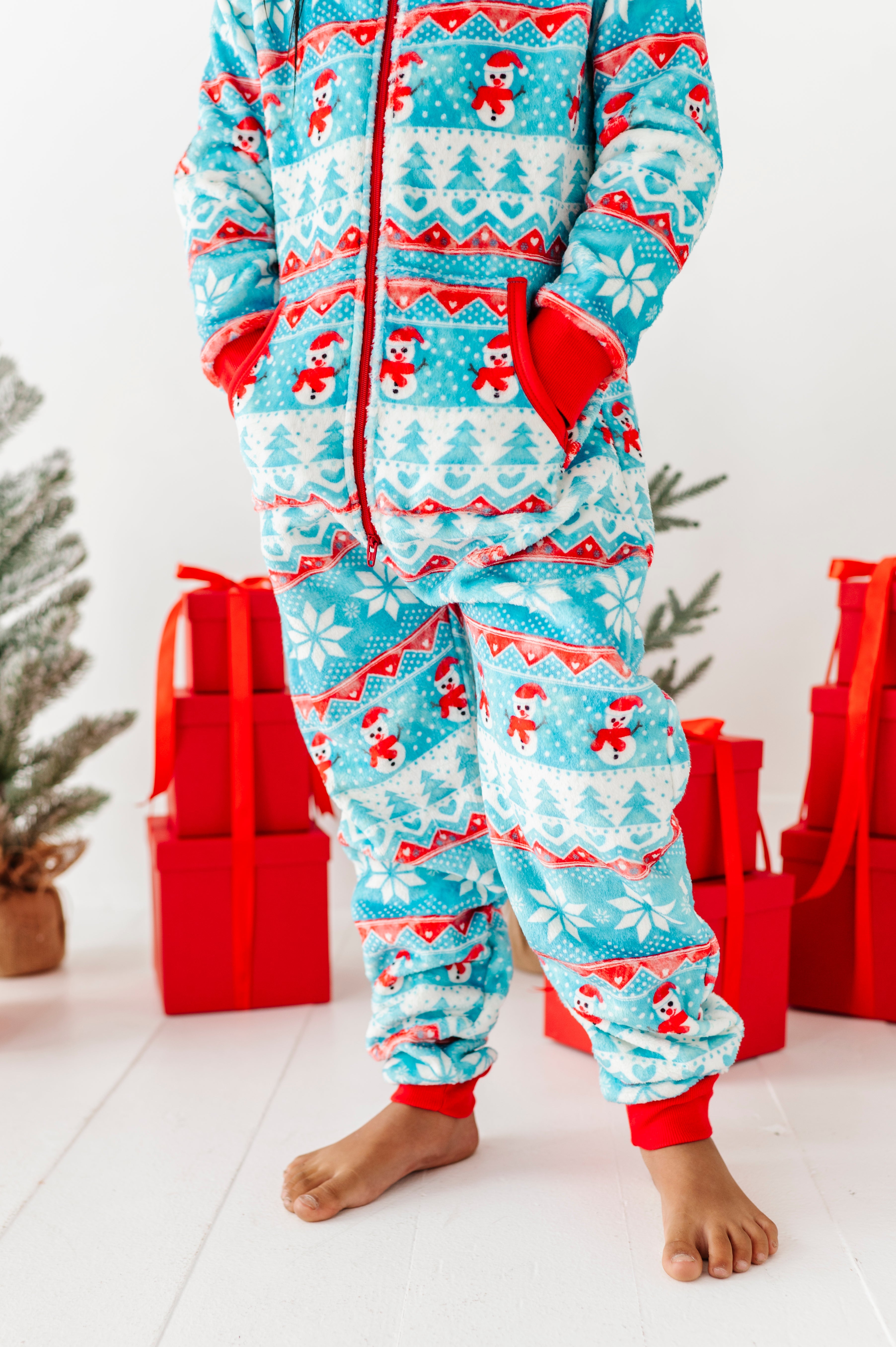Frosty Fair Isle Microfleece Hooded Jumpsuit