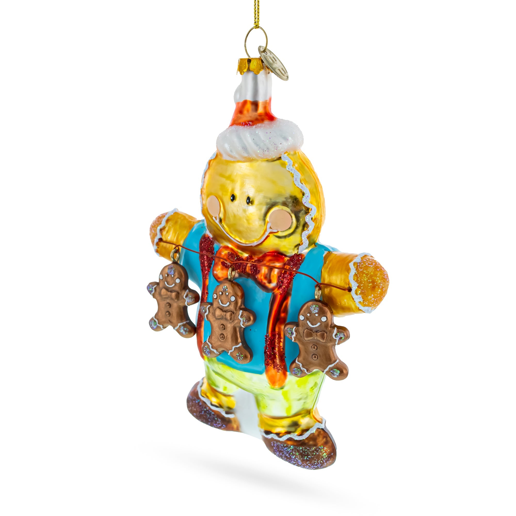 Jolly Gingerbread Man - Blown Glass Christmas Ornament