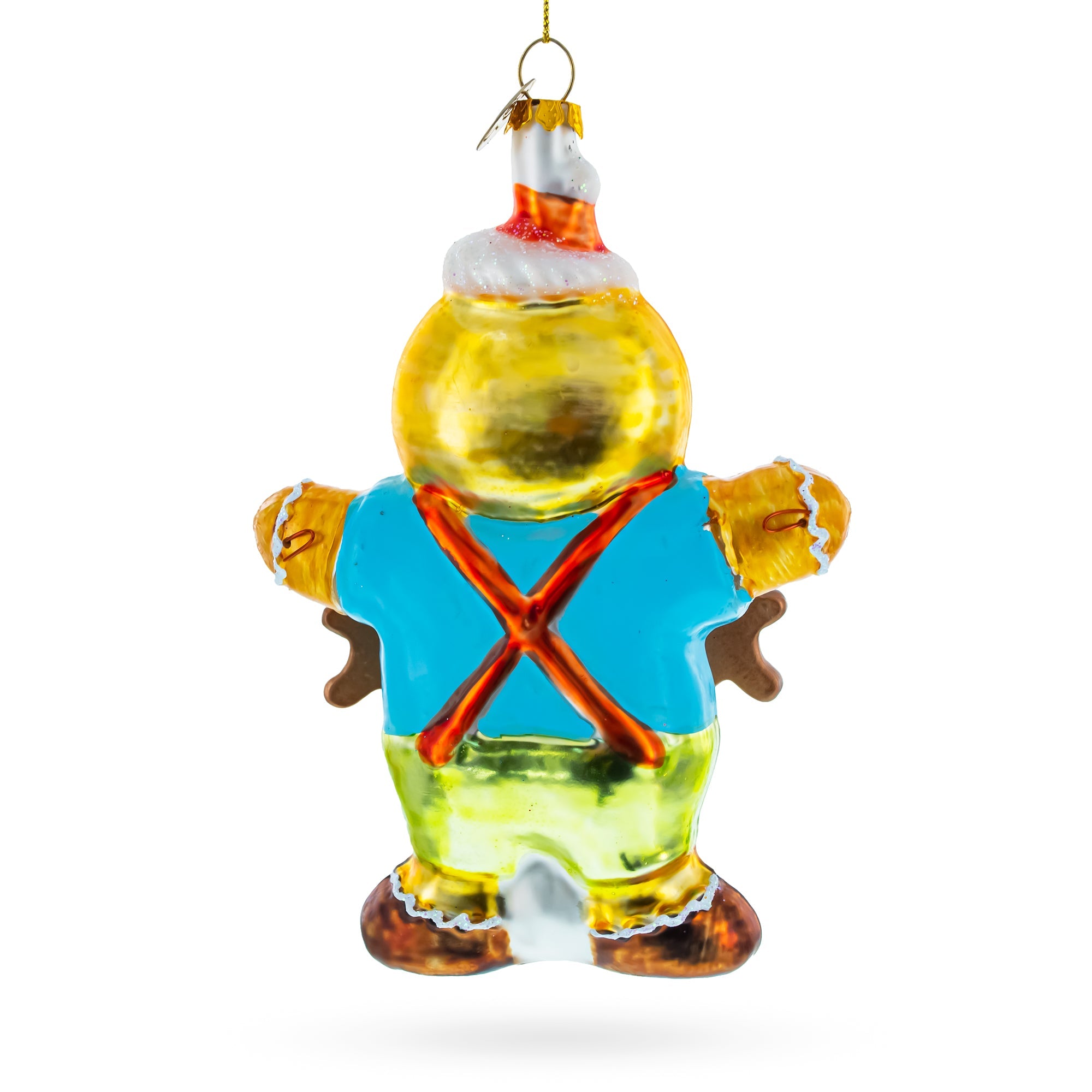 Jolly Gingerbread Man - Blown Glass Christmas Ornament