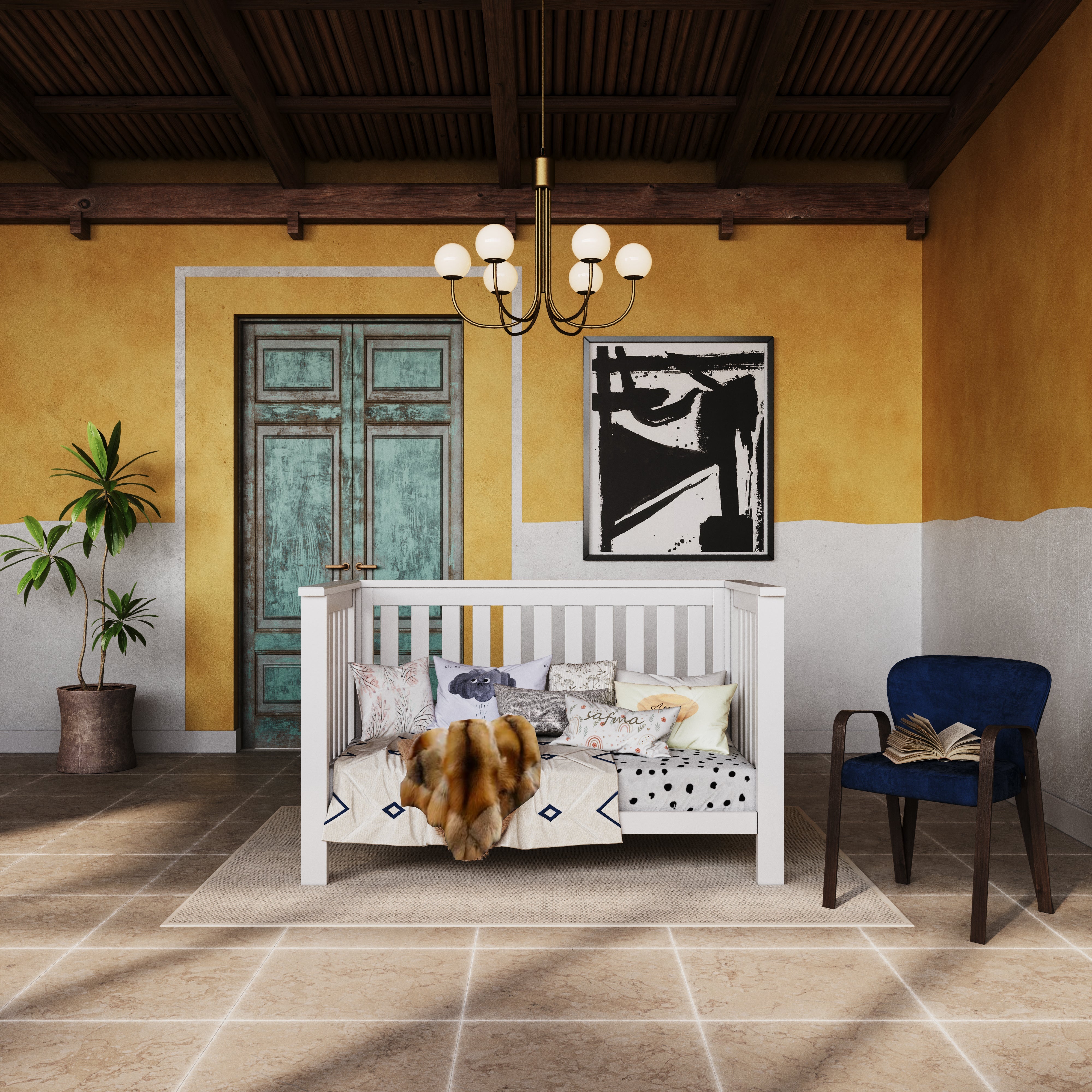 "just White" Island 4-in-1 Convertible Crib