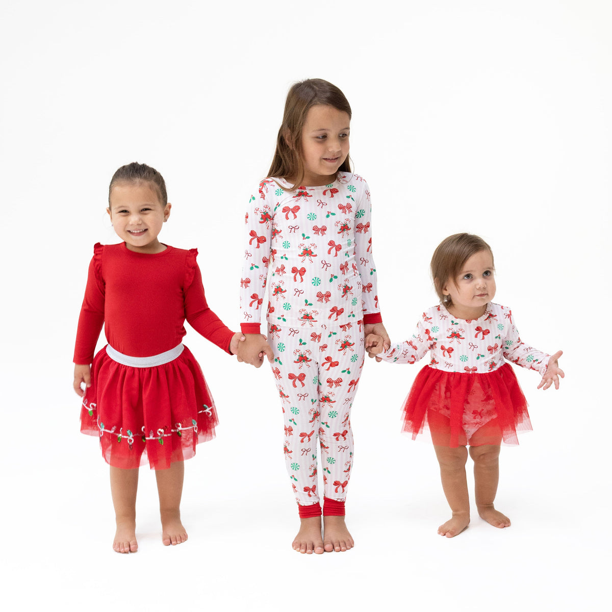 Bows & Candy Canes - Long Sleeve Tutu Bodysuit Dress