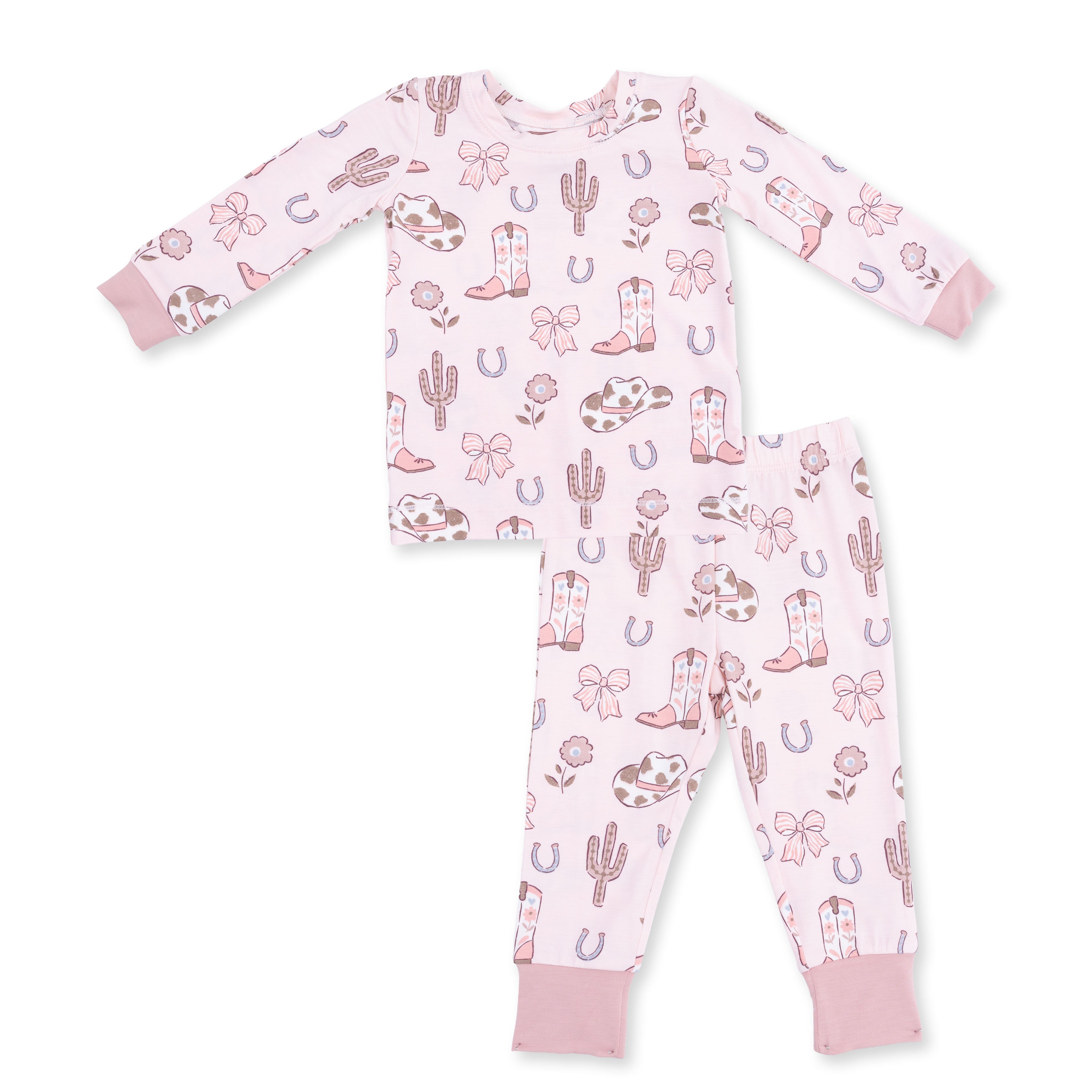 Cowgirl Boots And Bows - Long Sleeve Loungewear Set