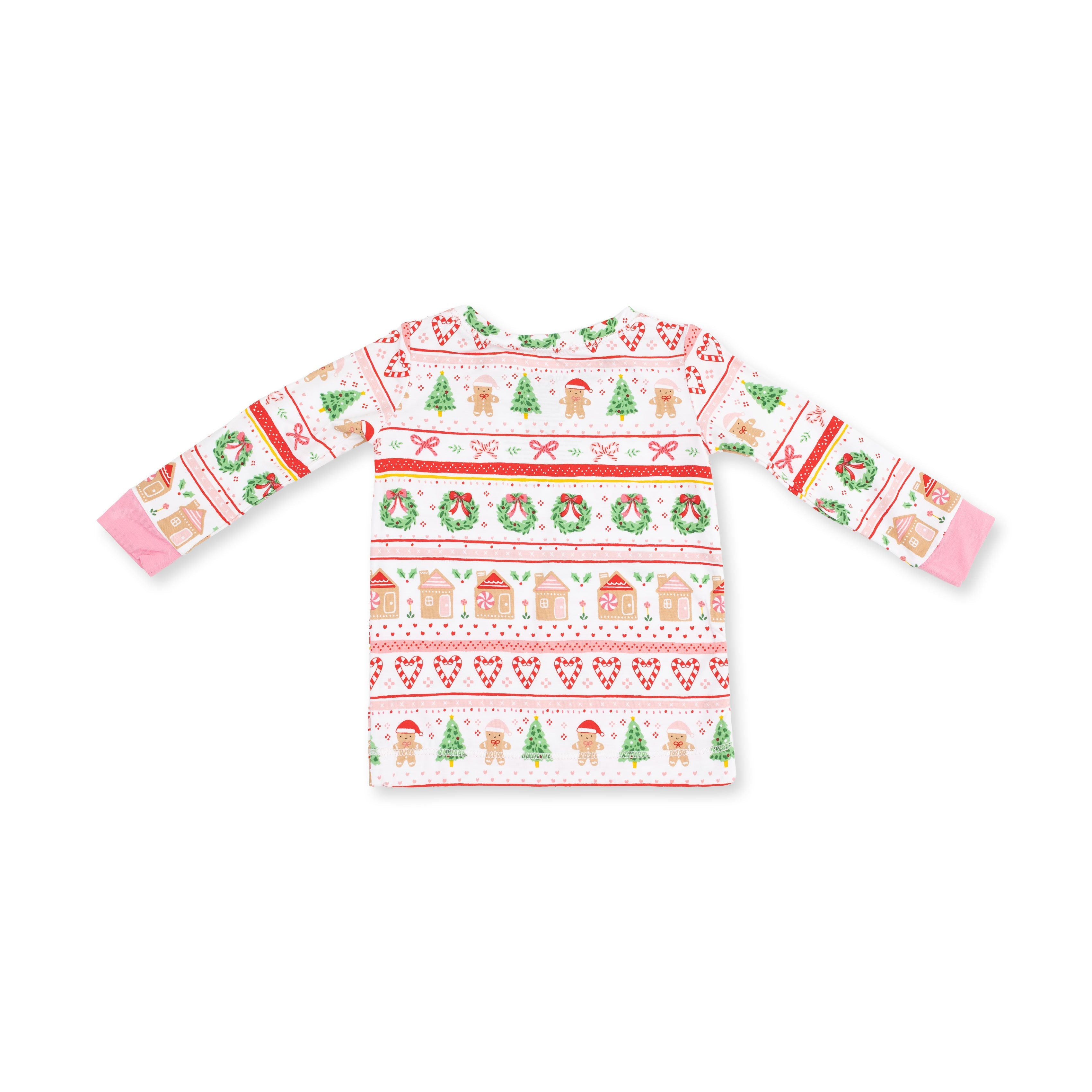 Gingerbread Fair Isle Pink - Long Sleeve Loungewear Set