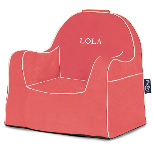 Little Reader Chair - Coral with White Piping