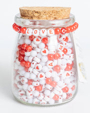 Red And White Love Letters And Hearts Diy Bead Jar