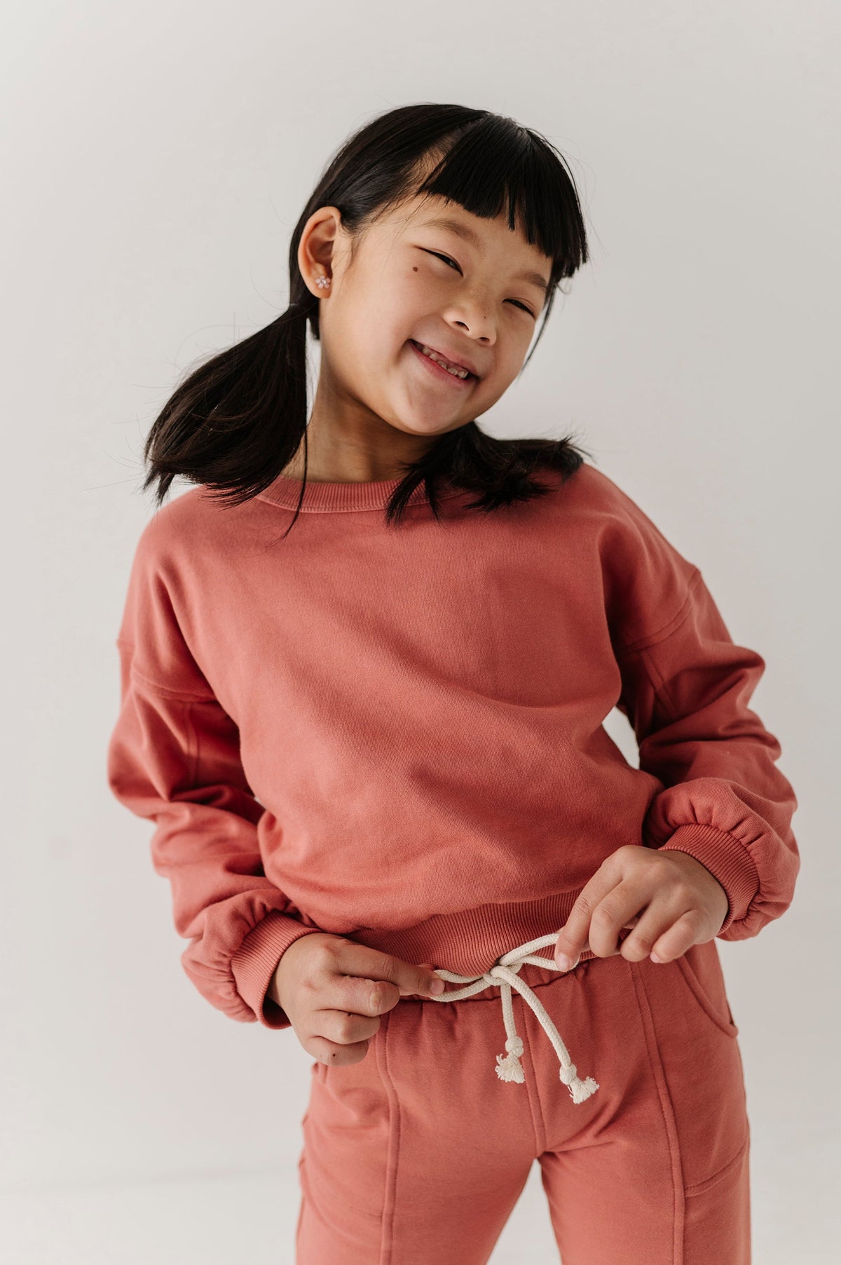 Girls Terry Crop Sweatshirt In Old Rose