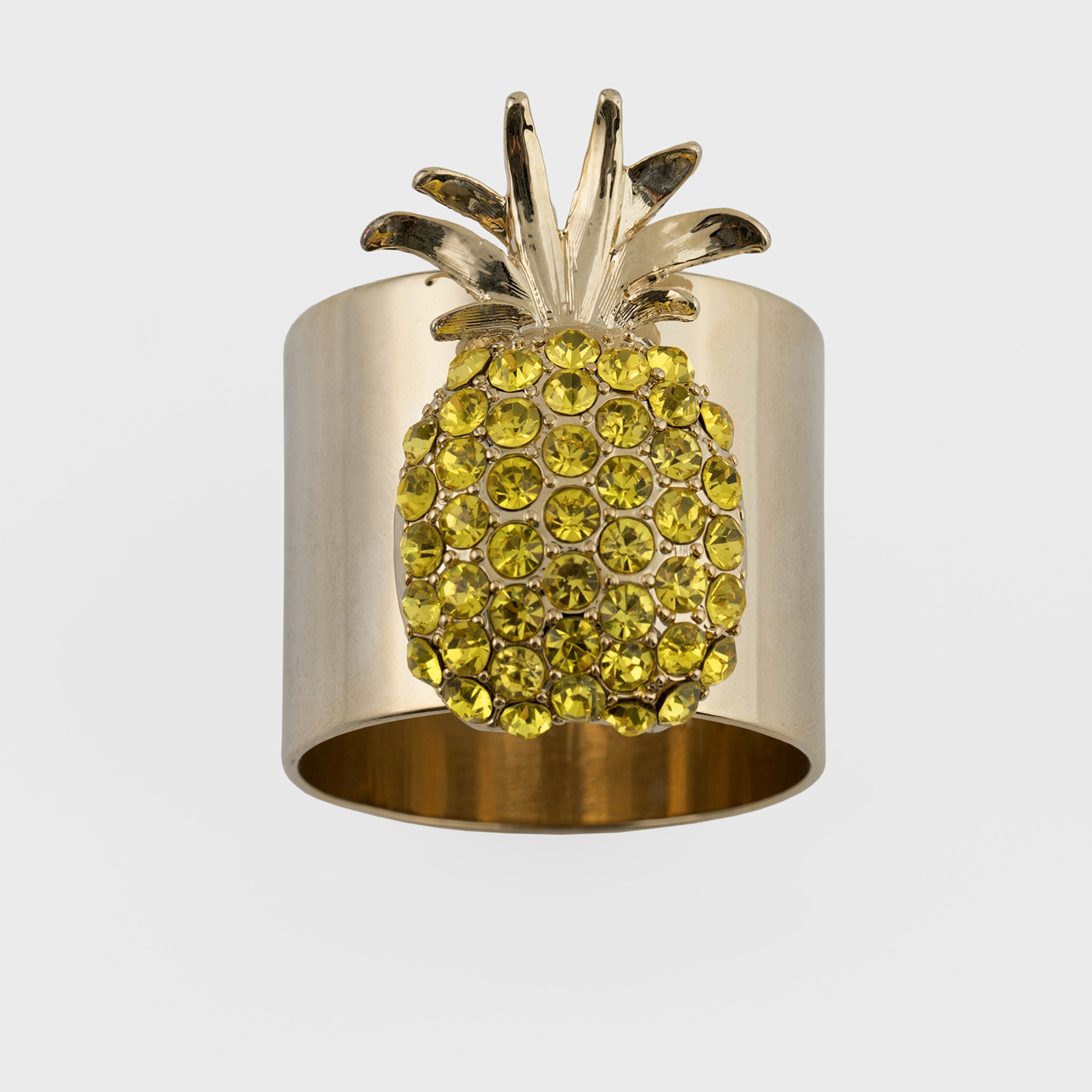 Pineapple Napkin Rings, Yellow, Set Of Two