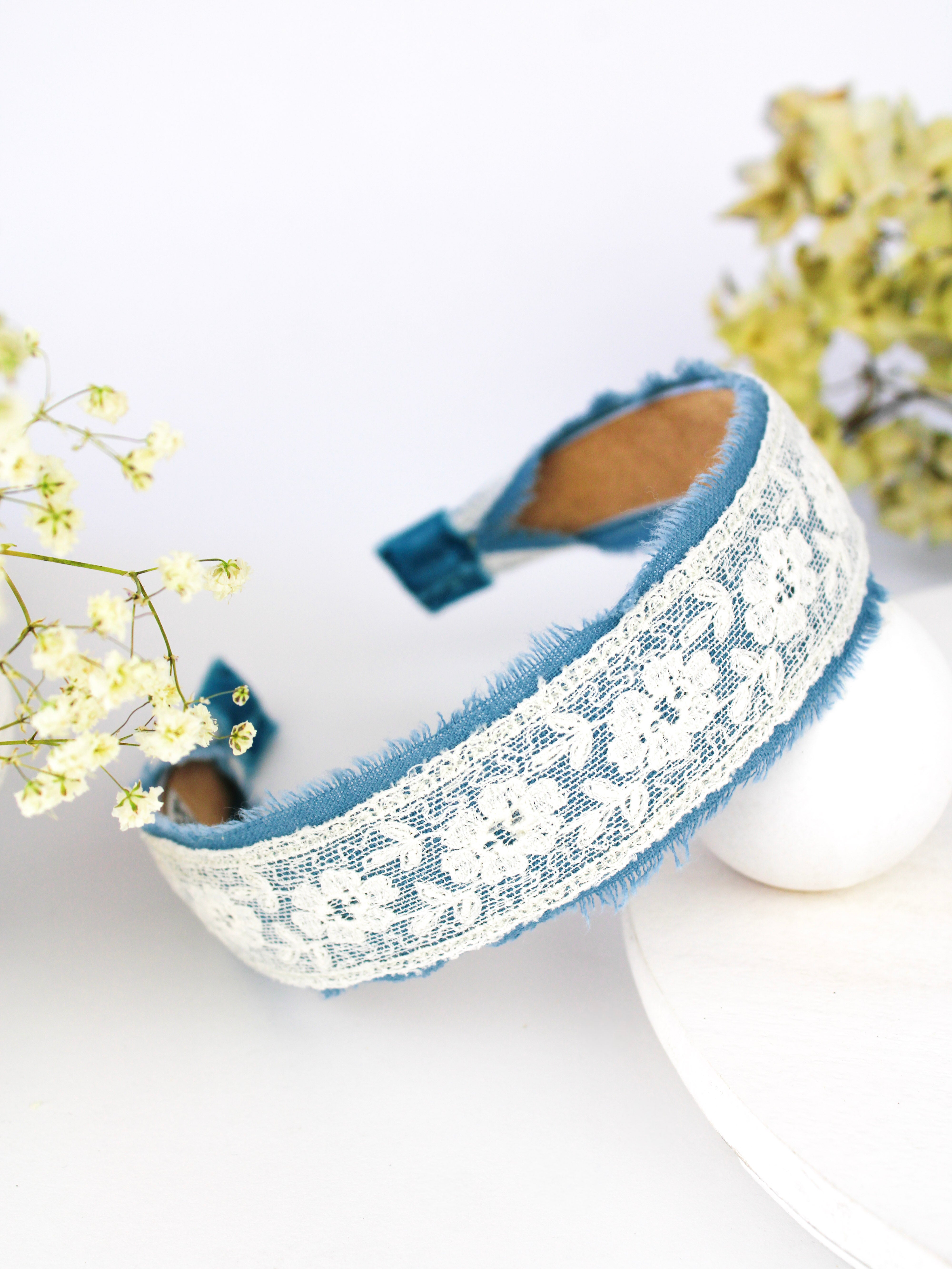 Clara Lace And Linen Headband