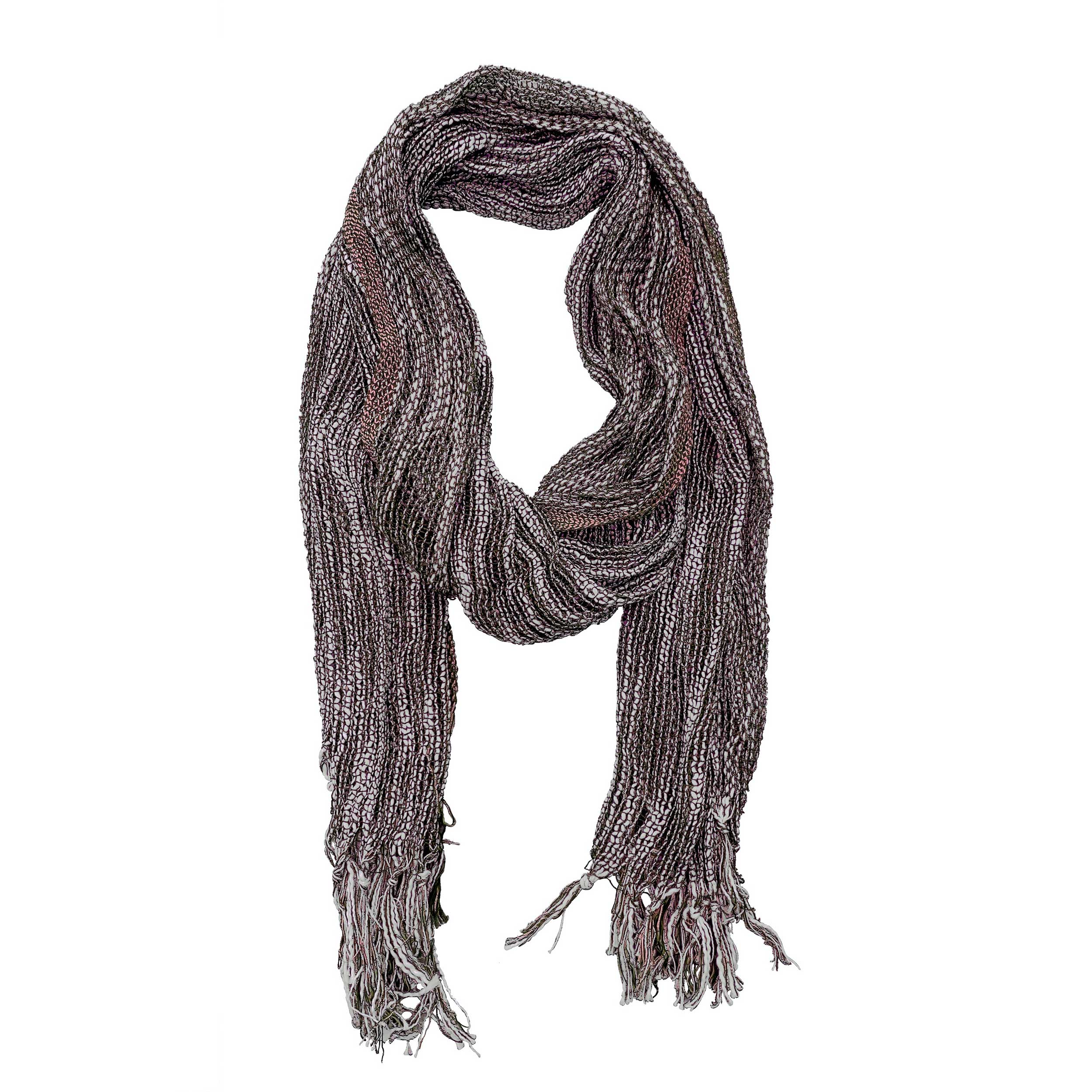 Grey With Mauve Woven Scarf