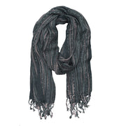 Woven Scarf With Metallic Details, Grey