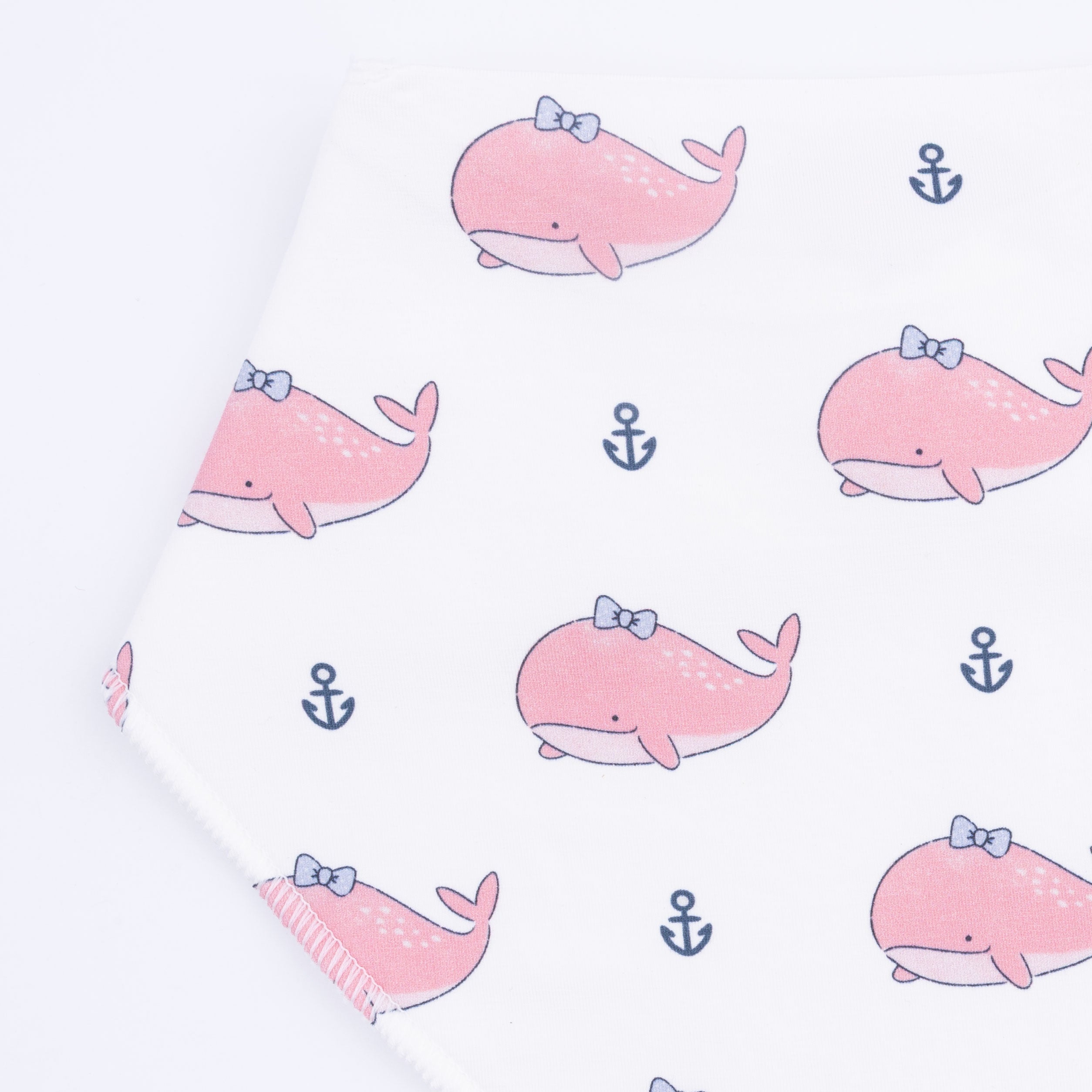 Bubbly Whale With Bow  Pink - Bandana Bib
