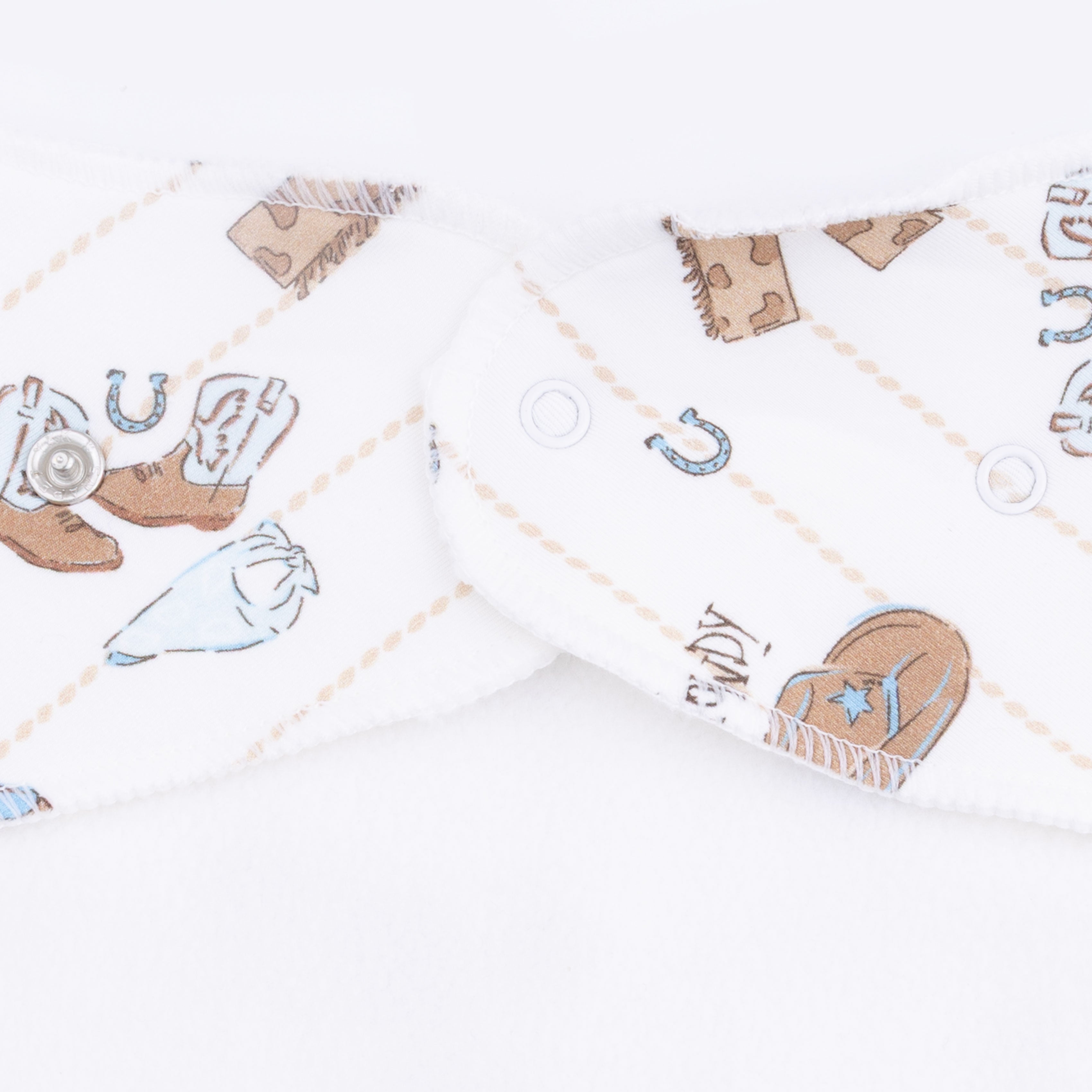 Cowboy Nursery -  2 Way Zipper Footie, Bandana Bib, & Swaddle Blanket Set