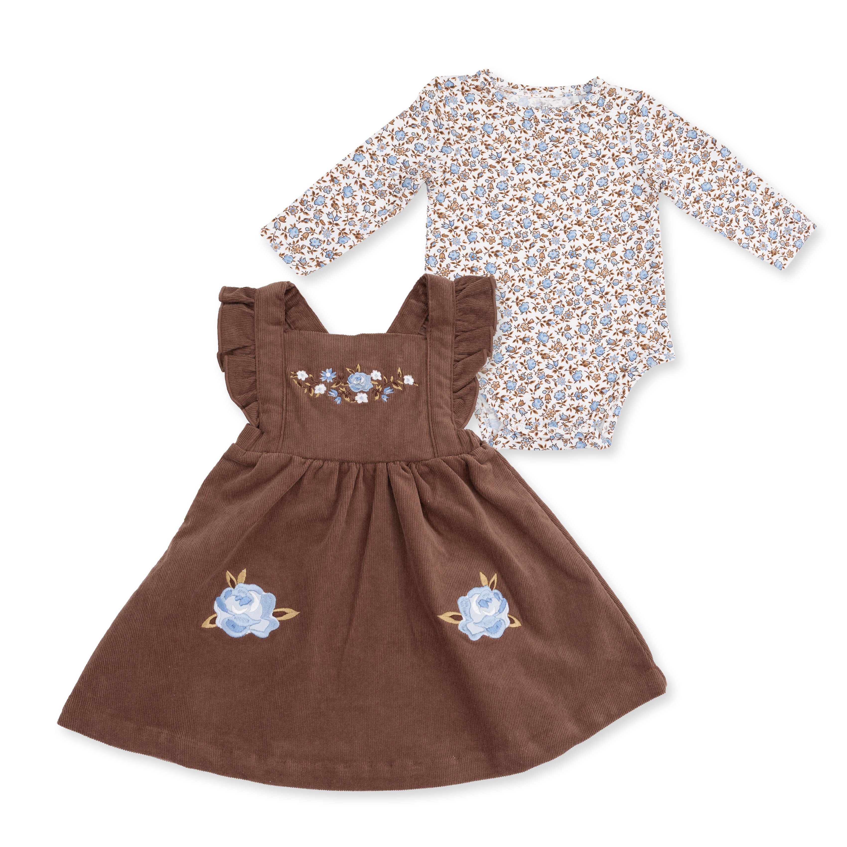 Hazel Floral - Pinafore Dress And Long Sleeve Bodysuit Set