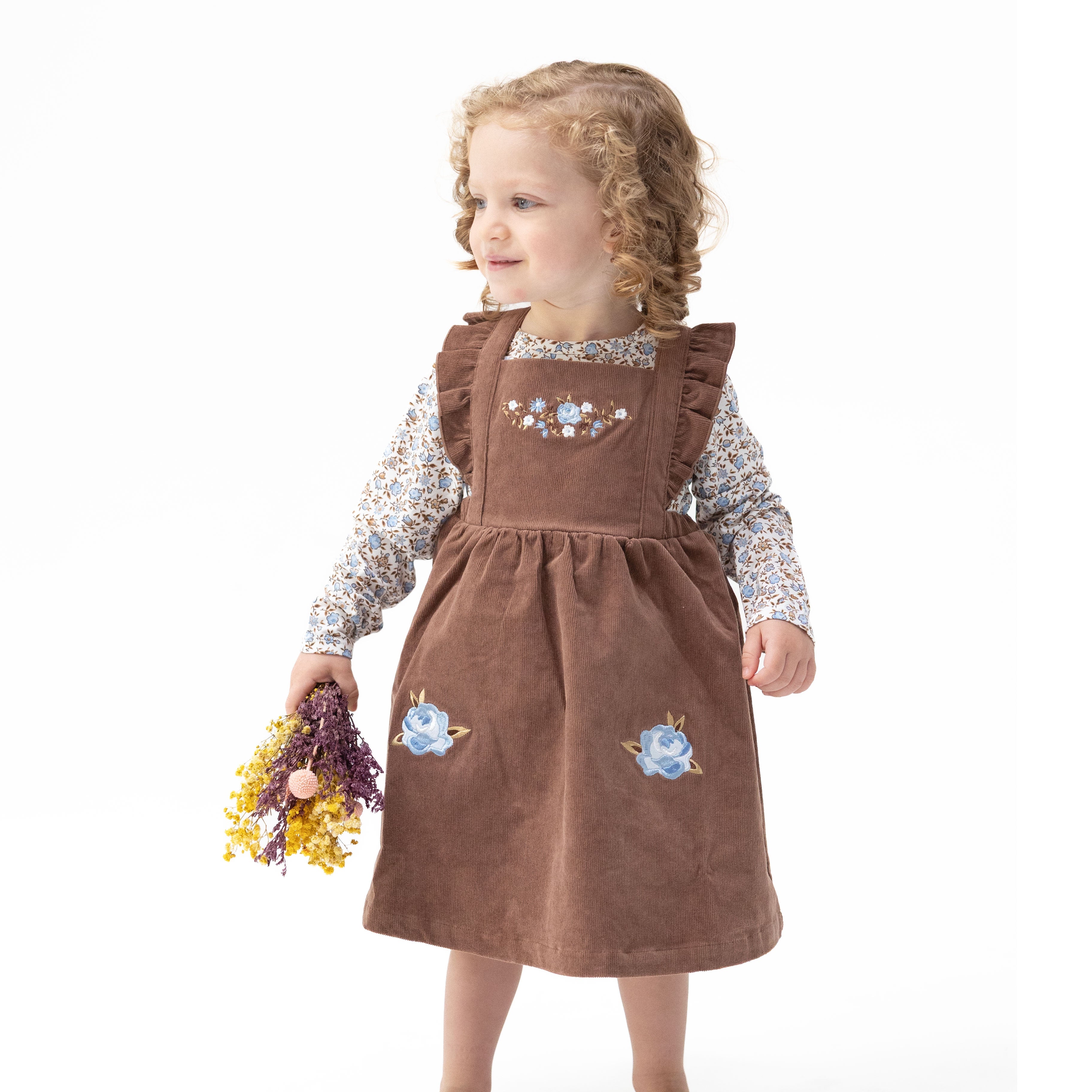 Hazel Floral - Pinafore Dress And Long Sleeve Bodysuit Set