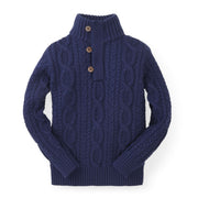 Mock Neck Cable Sweater With Buttons - Baby