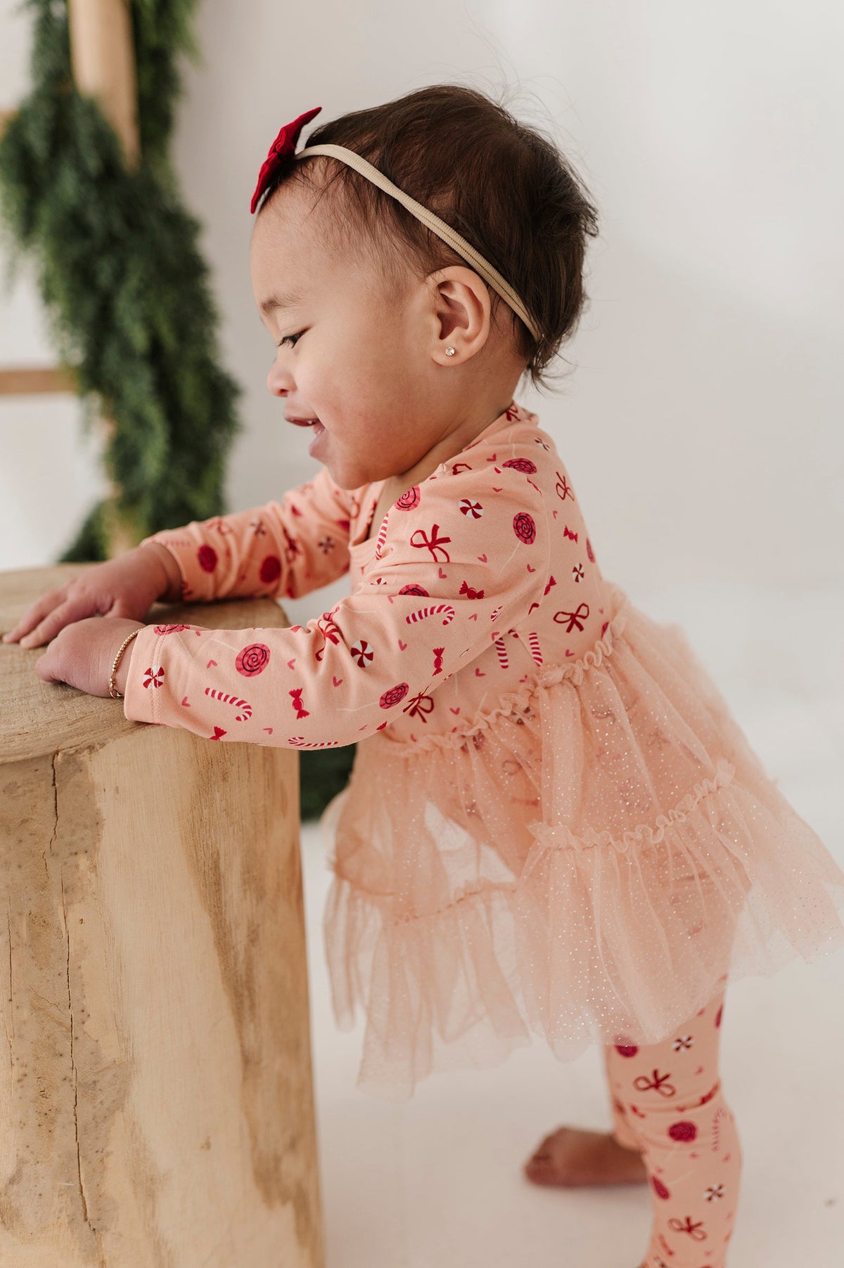Baby Girl Tulle Bodysuit Dress In Poinsettia