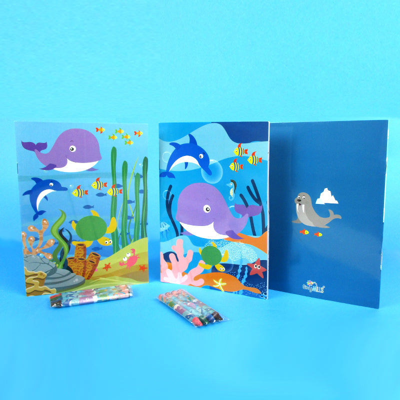 Ocean Life Coloring Books With Crayons Party Favors - Set Of 6 Or 12