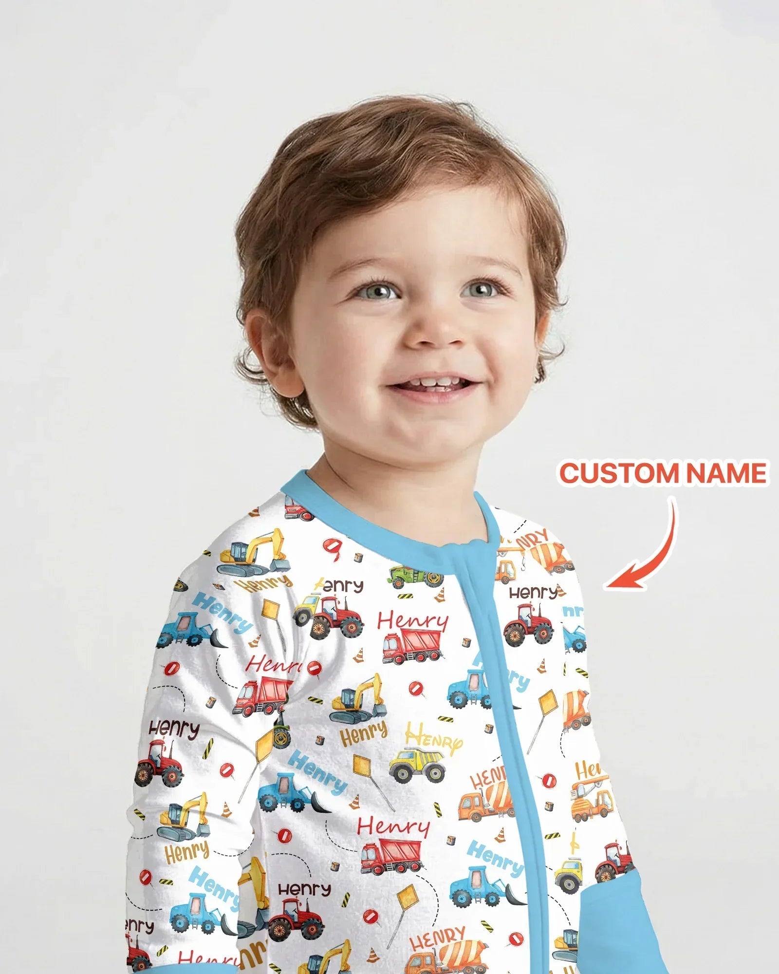 Construction Vehicles Custom Name Bamboo Convertible Zippy