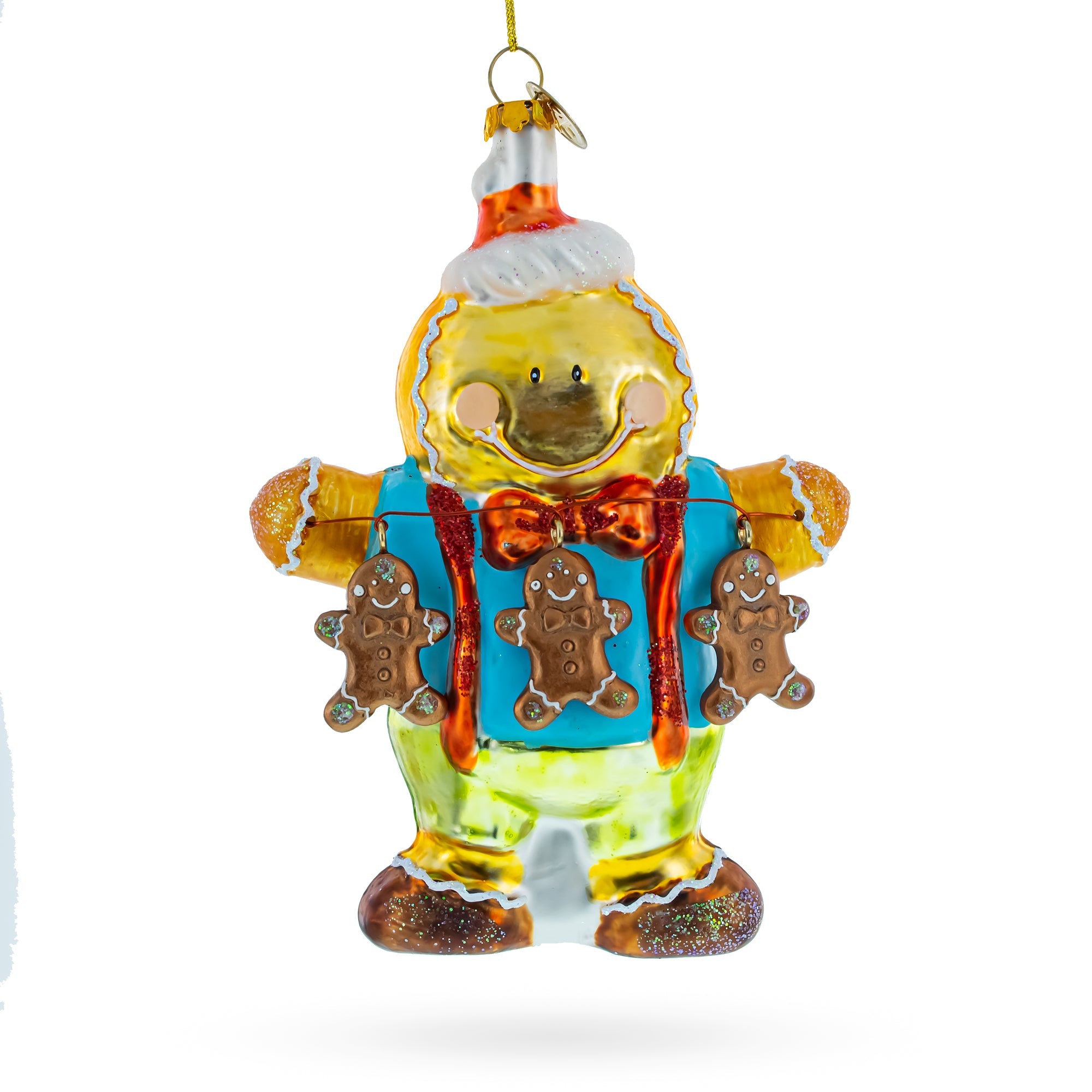 Jolly Gingerbread Man - Blown Glass Christmas Ornament