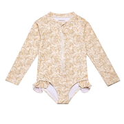 Long Sleeve Rashguard Ruffle Swimsuit | Upf + Recycled - Pegasus