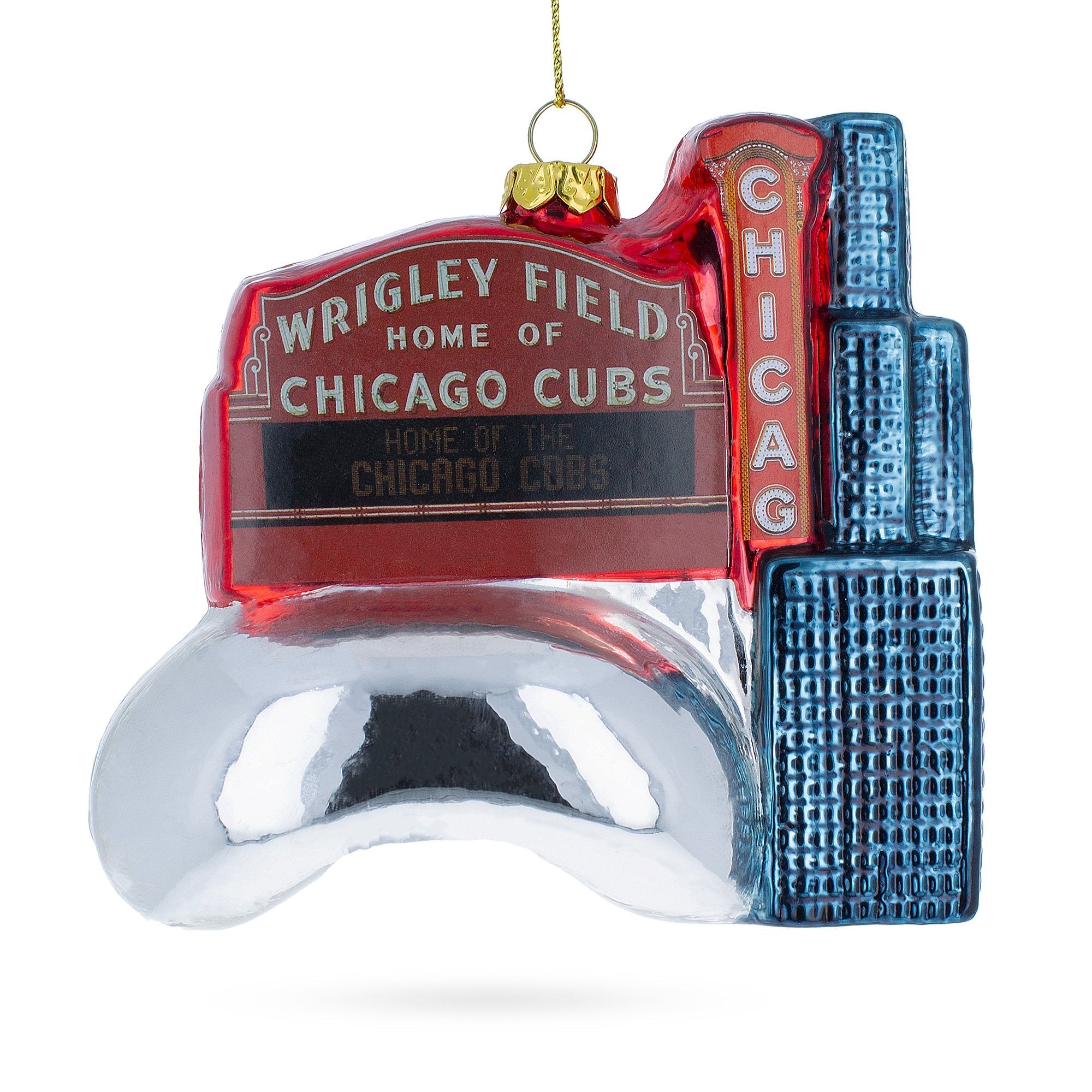 Captivating Chicago Attractions - Blown Glass Christmas Ornament